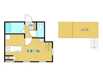 ツイン・リーブス南館(ワンルーム/2階)の間取り写真