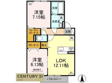 ツマサイト B棟(2LDK/2階)の間取り写真