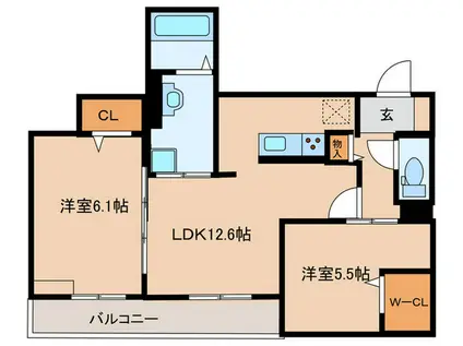 地下鉄東山線 本陣駅 徒歩2分 3階建 築1年(2LDK/3階)の間取り写真