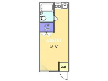 ハイツ青山(ワンルーム/1階)の間取り写真