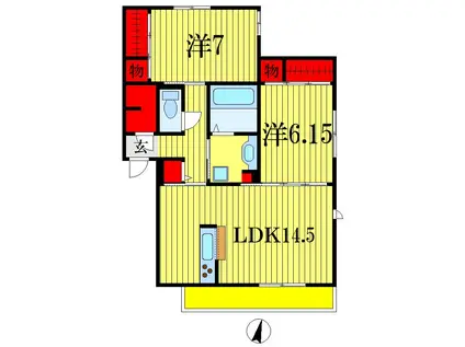 メゾンベール(2LDK/1階)の間取り写真