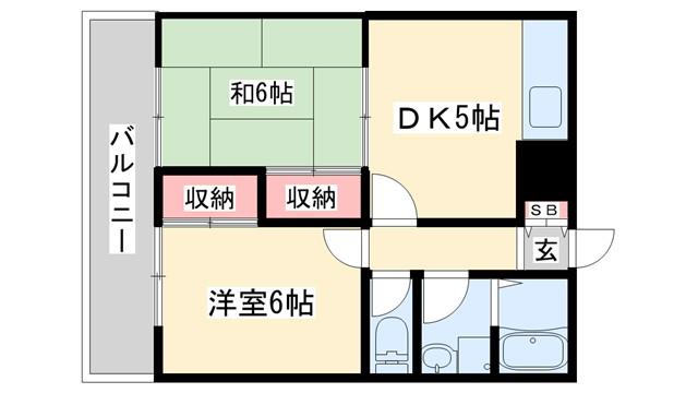 ハイツエスペランサII(2DK/1階)の間取り写真