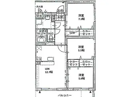 HALELEA小池原(3LDK/2階)の間取り写真