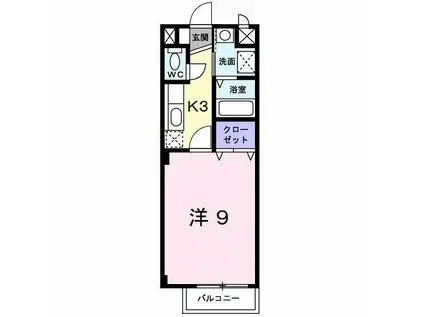 エレガンテ(1K/1階)の間取り写真