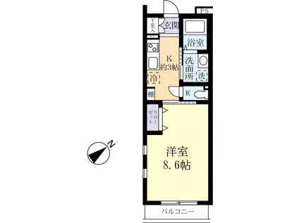 シャルム水戸(1K/4階)の間取り写真