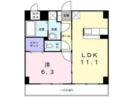 クレオ・テラ本八幡(1LDK/2階)の間取り写真