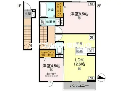 フォーゲルセレーノ B棟(2LDK/2階)の間取り写真