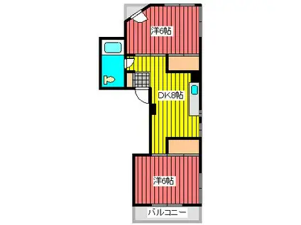 バンビ白山第4ビル(2DK/3階)の間取り写真
