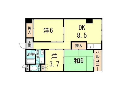 第三岩井ハイツ(3DK/1階)の間取り写真