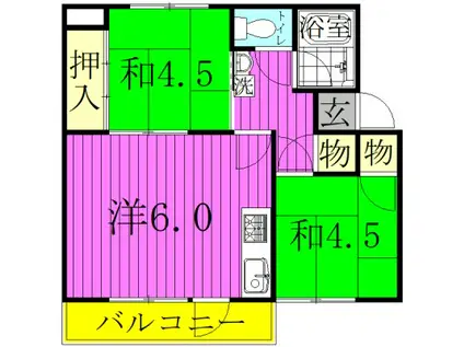 舎人吉岡ハイツ(3K/1階)の間取り写真