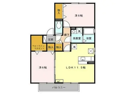 アタラクシア(2LDK/1階)の間取り写真