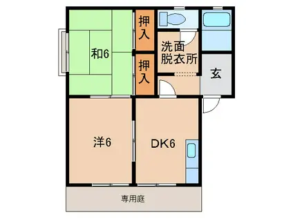 セジュール木ノ本B(2DK/1階)の間取り写真