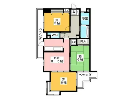 ナビシティ新岐阜(3LDK/6階)の間取り写真