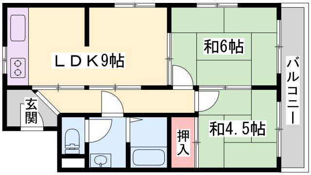 シャトー東洋(3DK/5階)の間取り写真