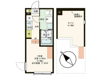 ハーモニーテラス金町II(1K/2階)の間取り写真