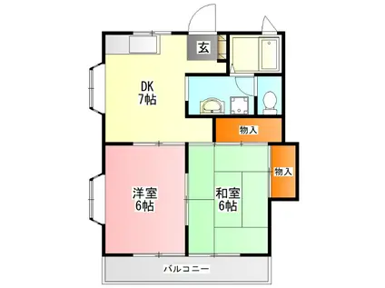 ハイムおおさわ(2DK/2階)の間取り写真