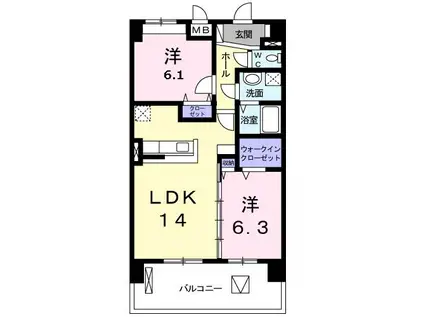 メゾン・ド・プリュネ(2LDK/5階)の間取り写真