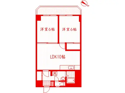 かわさきスカイビル(2LDK/11階)の間取り写真