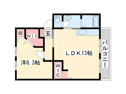 ハイツサンライフD棟(1LDK/2階)の間取り写真