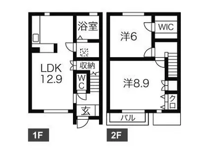 ヴィラアネックスA(2LDK/1階)の間取り写真