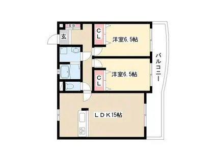 クレストリッジ(2LDK/4階)の間取り写真