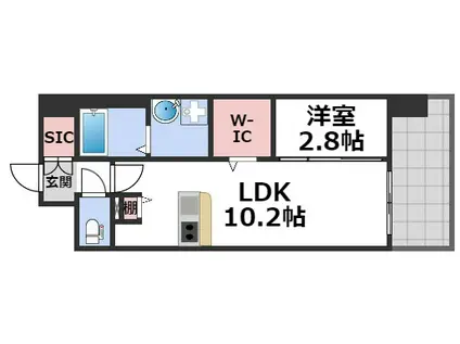 リヴェント難波サウス(1LDK/10階)の間取り写真