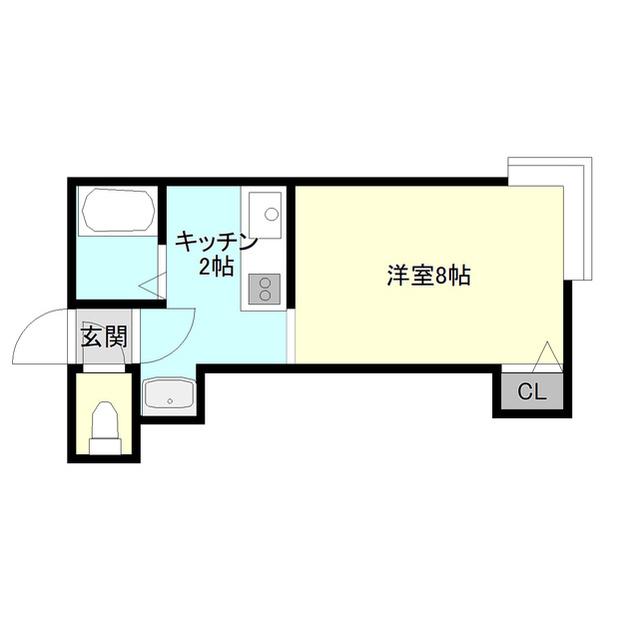 ヴィラ麻生・涼(1K/3階)の間取り写真