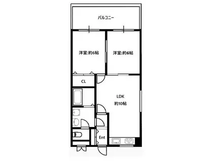 クレール西町(2LDK/3階)の間取り写真