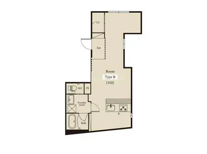 J-ARC道灌山(1DK/1階)の間取り写真