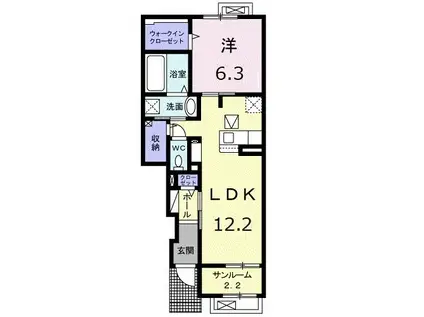 ウエアライトII(1LDK/1階)の間取り写真