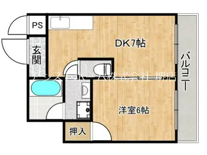 パーク大浜(1DK/4階)の間取り写真