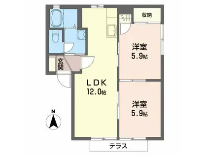 フォーレス(2LDK/1階)の間取り写真