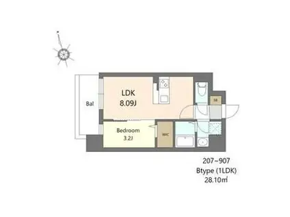 ALIVIS都島通(1LDK/7階)の間取り写真