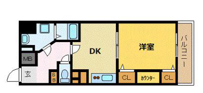 デルファーレ神戸三宮(1DK/5階)の間取り写真