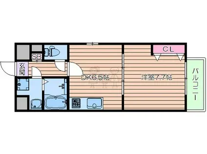 イリス長居公園(1DK/5階)の間取り写真