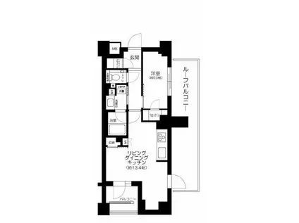 ジオ市谷仲之町(1LDK/5階)の間取り写真