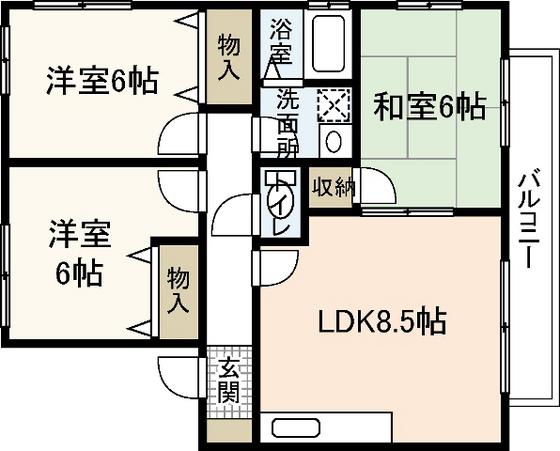 エクレール岡本(3LDK/2階)の間取り写真