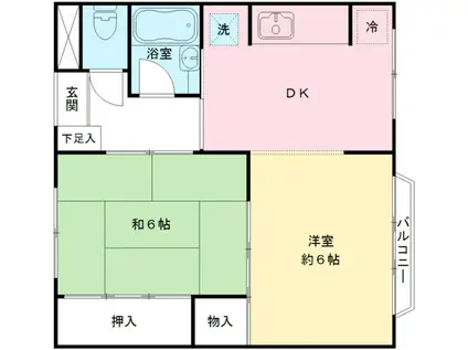 カーサファミリア(2DK/2階)の間取り写真