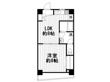 練木ビル(1LDK/4階)の間取り写真