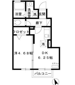マロウコート(1DK/1階)の間取り写真