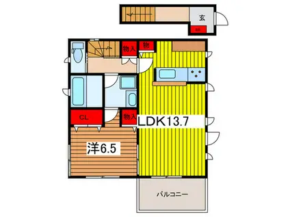 コーポ花子(1LDK/2階)の間取り写真