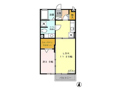 モナリエ春日 I・II I(1LDK/2階)の間取り写真