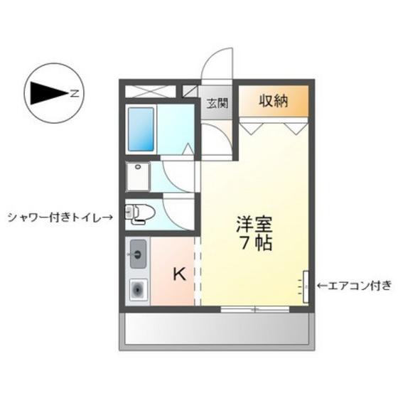 グランディール(1K/2階)の間取り写真