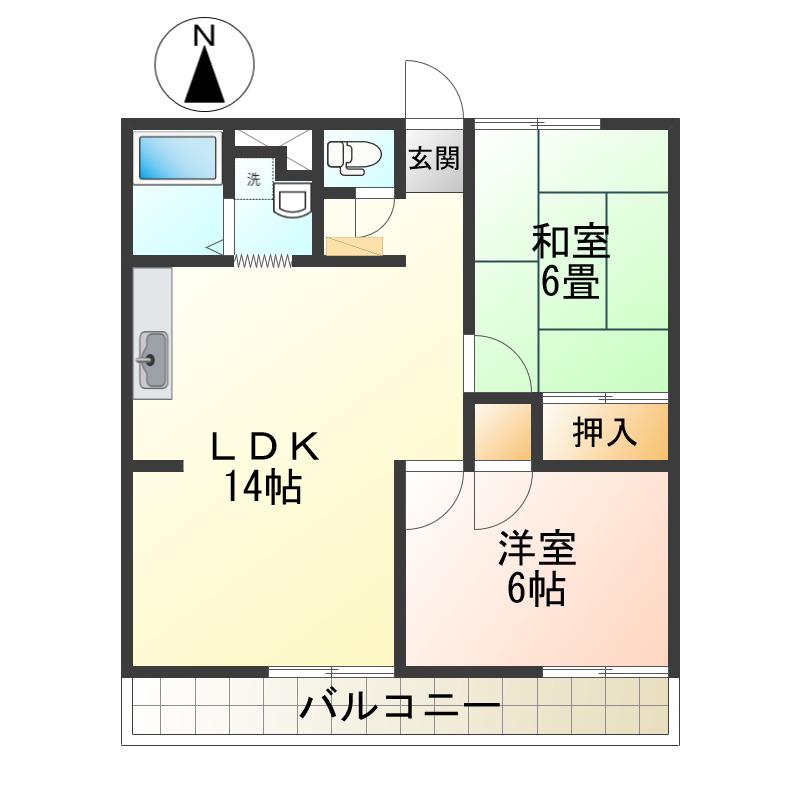 晃七第一マンション(2LDK/2階)の間取り写真