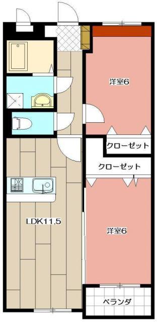 プレステージ東貫αI(2LDK/2階)の間取り写真