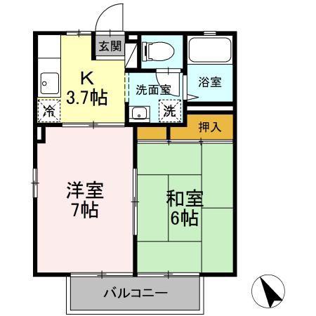 テールフォームA(2K/1階)の間取り写真
