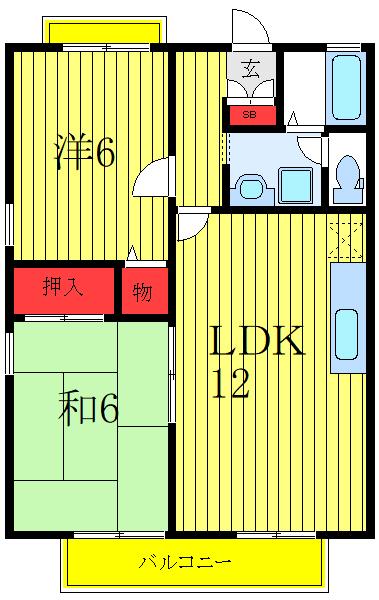ハウスアーバン(2LDK/2階)の間取り写真