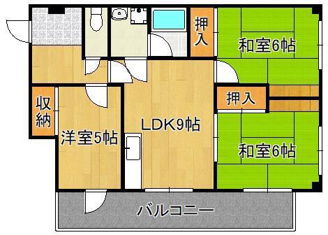 エレガンス中井(3LDK/2階)の間取り写真