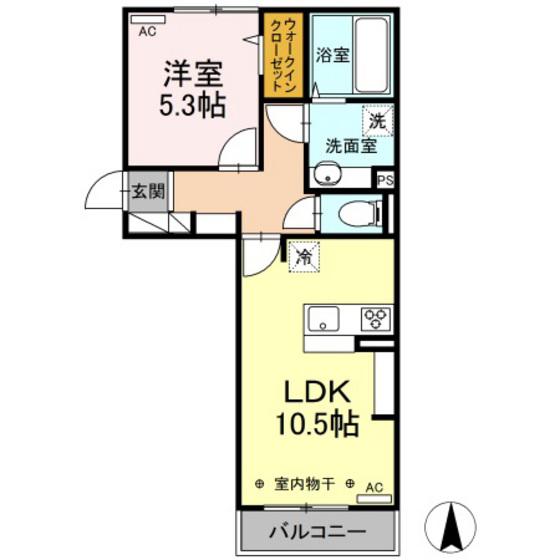 メゾンレジデンス(1LDK/2階)の間取り写真