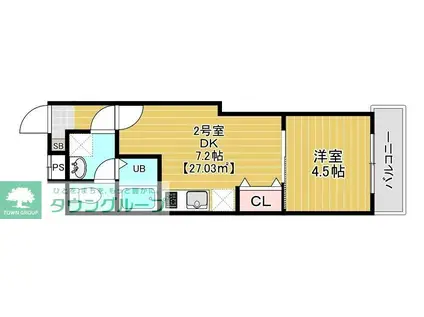 SERRA蘇我(1DK/1階)の間取り写真